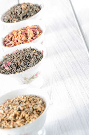 fruit tea with dried fruit in a stylish old cupsの写真素材