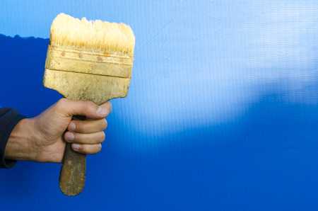 Old Painting tools on the tableの写真素材