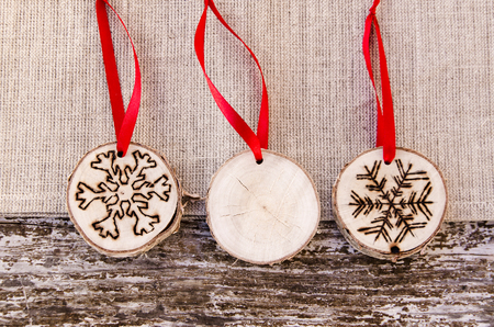 Homemade christmas ornamentの写真素材