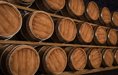 Wooden winemaking barrel 3d illustrationの写真素材