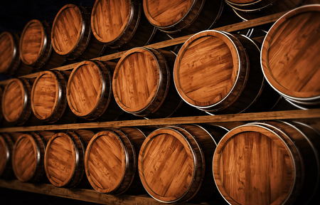 Wooden winemaking barrel 3d illustrationの写真素材