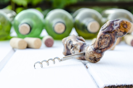 homemade wine making on white wooden backgroundの写真素材