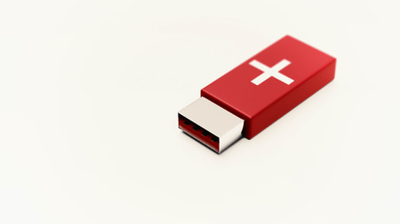 first aid pendrive on white background and copyspace 3d illustration