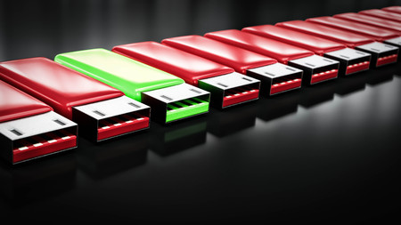 bad usb on dark background and copyspace 3d illustrationの写真素材