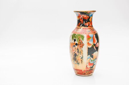 Chinese vase isolated on white backgroundの写真素材