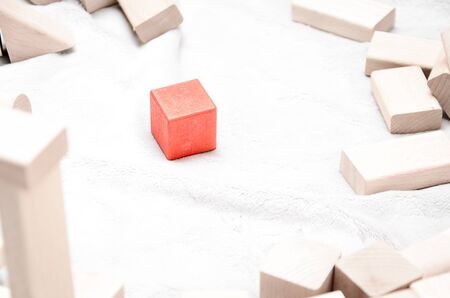 Educational blocks made of natural wood with soft lightの写真素材
