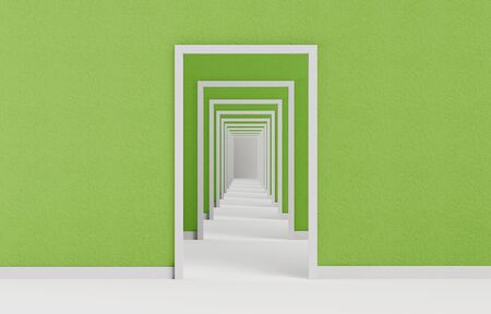 View of the long open door sequence 3d illustrationの写真素材