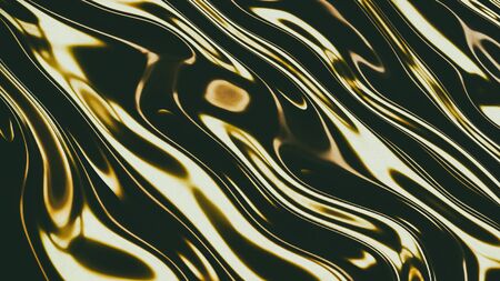 Gold smooth waves 3d renderingの写真素材