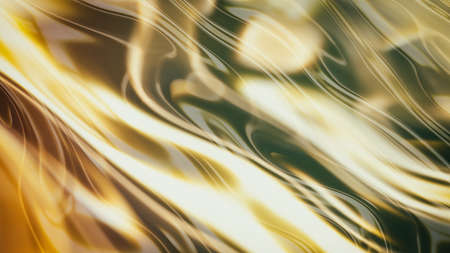 Gold smooth waves 3d renderingの写真素材