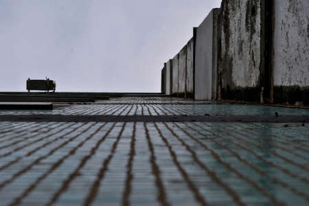 an old Soviet building with a mosaic wallの写真素材