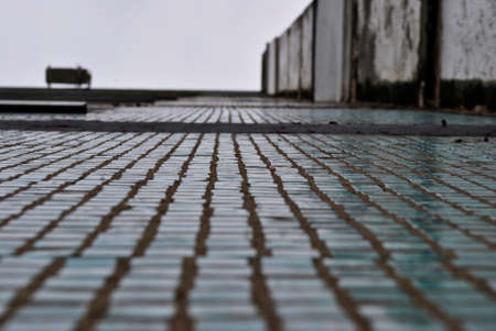 an old Soviet building with a mosaic wallの写真素材
