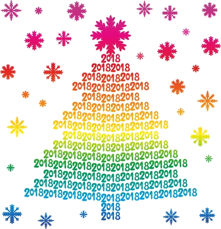 Rainbow Christmas tree from numbers 2018のイラスト素材