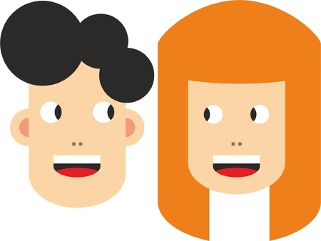 Happy young couple falling in love with each other illustration.のイラスト素材