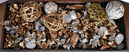 The Christmas Decoration in silver and gold coloursの写真素材