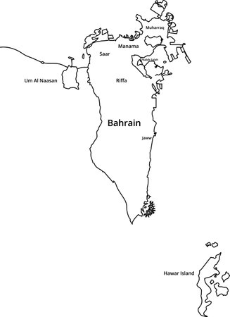 Bahrain Map Outline Detailed with main areas names. Vector illustrationのイラスト素材