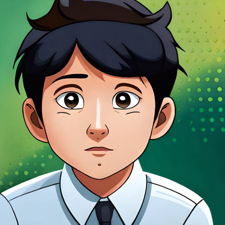 Vector illustration of a boy in a white shirt and blue tie (Ai Generated)の素材