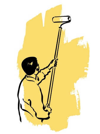 illustration of an house painter at workのイラスト素材