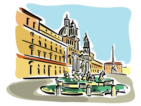 Rome  Piazza Navona のイラスト素材