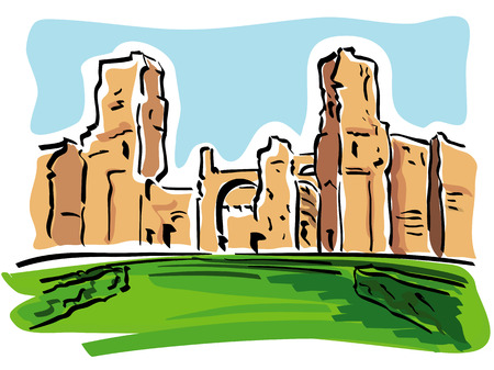 Rome, Baths of Caracallaのイラスト素材