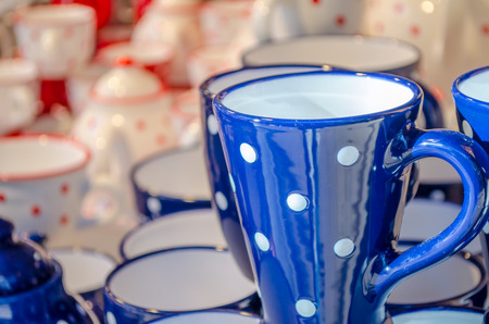 Set of blue tea cupsの写真素材