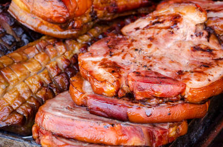 Grilled pork meat on plate