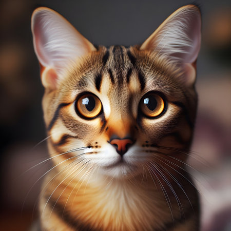 Portrait of a cute bengal cat close-up.の素材