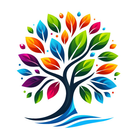 Colorful abstract tree. Vector illustration of a stylized tree.の素材
