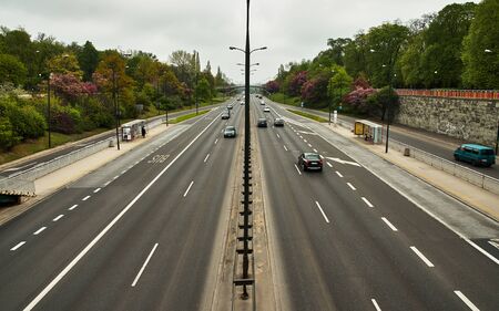 multi-band road in a cloudy dayの写真素材