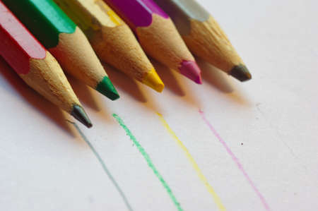 Colored pencils on a white background.の写真素材