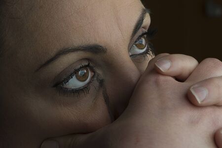 thoughtful young womanの写真素材