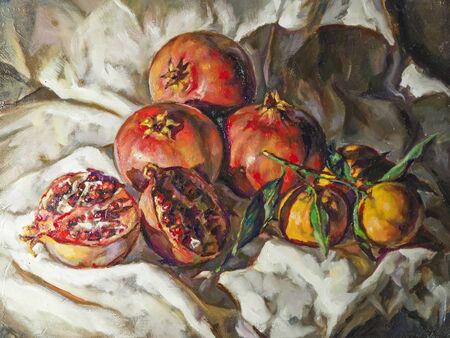 fruit composition painted with oil paint
の写真素材