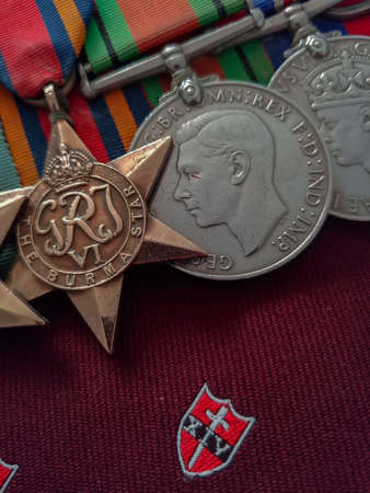 Burma Star campaign medal with a British XIVth Army neck tie from World War IIの写真素材