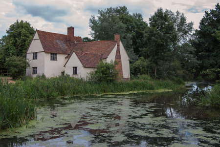 Willy Lotts Cottage in Dedham Vale, UK was made famous by John Constables painting "The Haywain"のeditorial素材