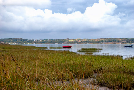 On the edge of the River Orwell at Pin Mill, Suffolk, UK