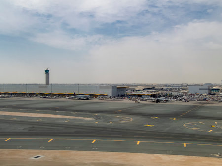 Aircraft at Doha International Airport, Qatarのeditorial素材