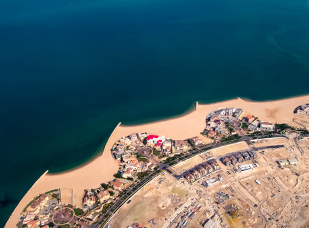 The Pearl-Qatar in Doha from the airのeditorial素材