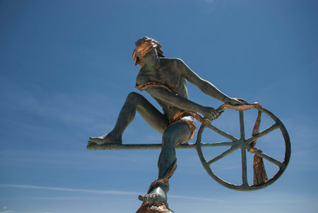 Statue of Ulysses overlooking Monaco Yacht Clubのeditorial素材