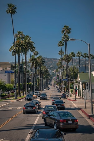 Traffic in Beverly Hills, Los Angelesのeditorial素材