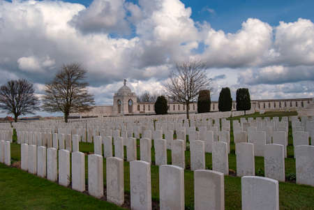 Tyne Cot Cemetery is located near Ypres in Belgium and is the largest British military cemetery in the worldのeditorial素材