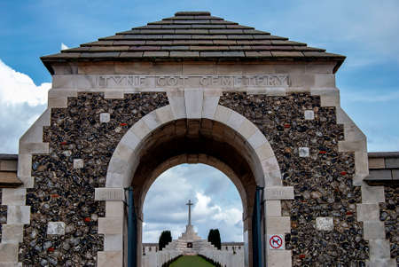 Tyne Cot Cemetery is located near Ypres in Belgium and is the largest British military cemetery in the worldのeditorial素材