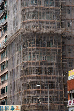 Bamboo scaffolding has been used in Hong Kong since the 1800s and can still be seen in the city todayの写真素材