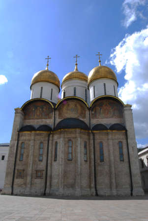 Cathedrals inside the walls of the Kremlin in Moscow on a summers dayのeditorial素材