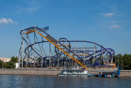 Views of Gorky Park from the Moscow River. The Roller Coaster was removed in 2011.のeditorial素材