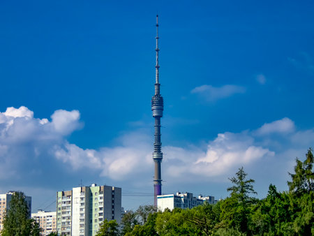 The Ostankino Tower is a television and radio transmitter in Moscow, Russiaのeditorial素材