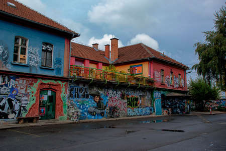 The autonomous social and cultural centre of Metelkova in Ljubljana in Sloveniaのeditorial素材