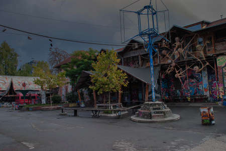 The autonomous social and cultural centre of Metelkova in Ljubljana in Sloveniaのeditorial素材