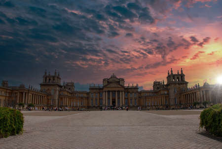 Sunset over the magnificent Blenheim Palace in Oxfordshire, UKのeditorial素材