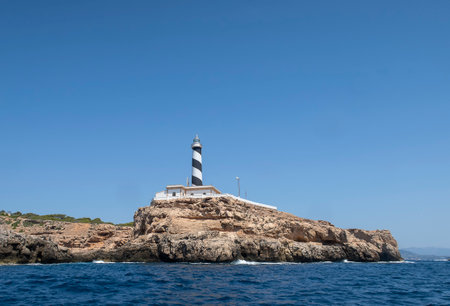 The Cala Figuera Lighthouse near Son Ferrer in western Mallorca, Spainの写真素材