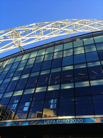 Wembley Stadium ahead of the Euro 2020 Final in London, UKのeditorial素材