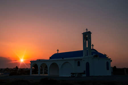 Thekla Chapel at sunset in Ayia Napa, Cyprusの写真素材